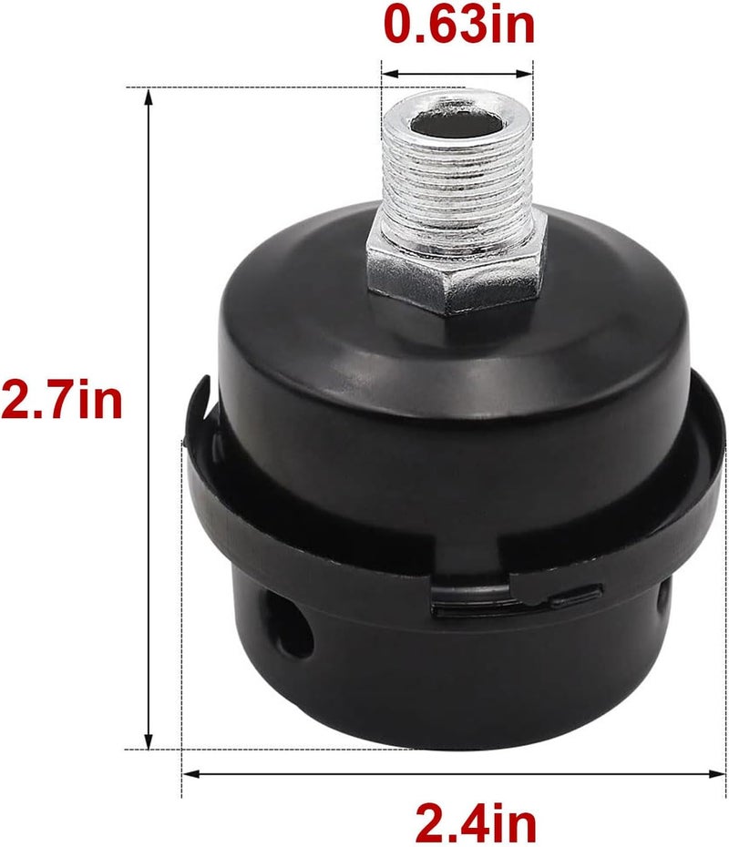 varlty 3/8" Male Thread Diameter (0.63in / 16mm) Air Compressor Silencer & Filter, Metal Air Compressor Intake Filter, Sound Muffler & Silencer, Air Compressor Replacement Parts - Image 2